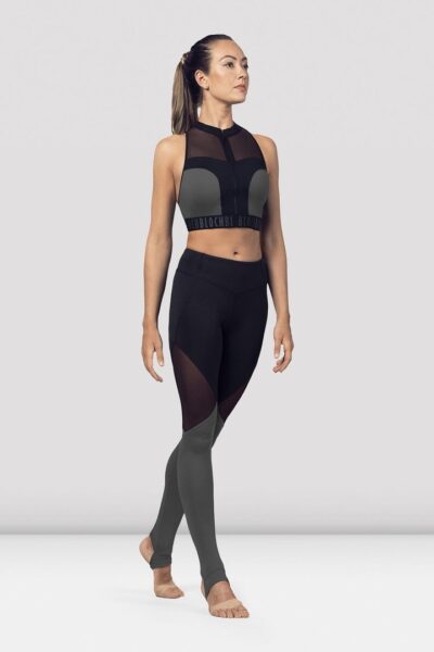 Zip Front Mesh Back Crop Top Dewberry